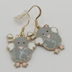 Hühner grau Ohrhänger Ohrringe Modeschmuck Kinder
