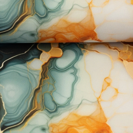 Flowing Bloom Liquid Bernstein Petrol Taschenstoff wasserabweisen