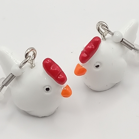 Hühner weiß Ohrhänger Ohrringe Modeschmuck Kinder