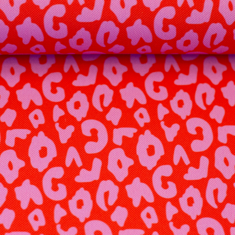 Taschenstoff Leo rot rosa Colorful wasserabweisend