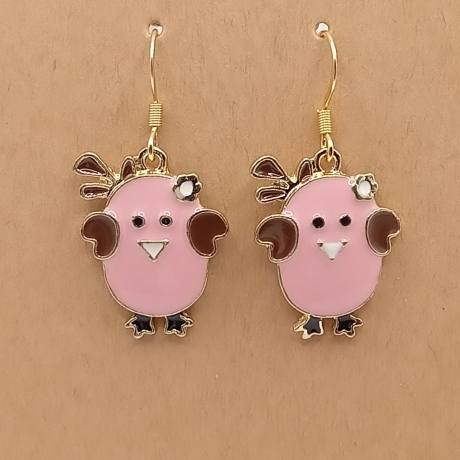 Hühner rosa Ohrhänger Ohrringe Modeschmuck Kinder
