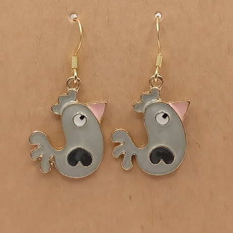 Hühner Hühnchen grau Ohrhänger Ohrringe Modeschmuck Kinder