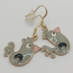 Hühner Hühnchen grau Ohrhänger Ohrringe Modeschmuck Kinder