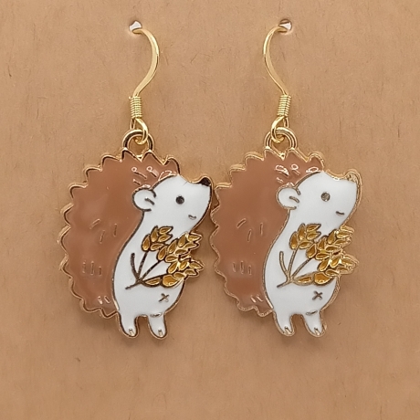 Igel mit Getreide Ohrhänger Ohrringe Modeschmuck