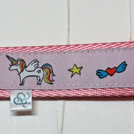 Schlüsselband Einhorn Borte auf Webband ca 2,5 x 15 cm