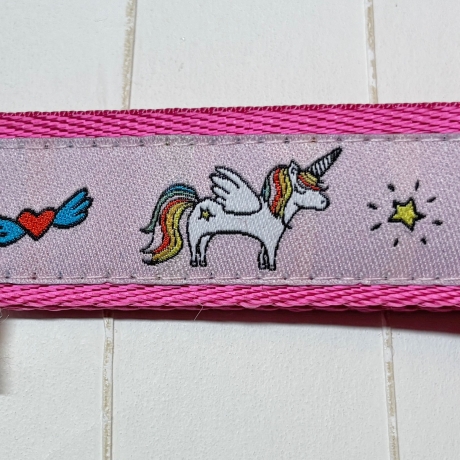 Schlüsselband Einhorn Borte auf Webband ca 2,5 x 15 cm