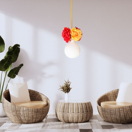Romantische Rosenblüten Lampe für Kinder- & Jugendzimmer Rot Gelb