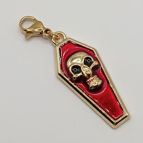Sarg mit Schädel rot Clip Anhänger Bettelarmband Kinder