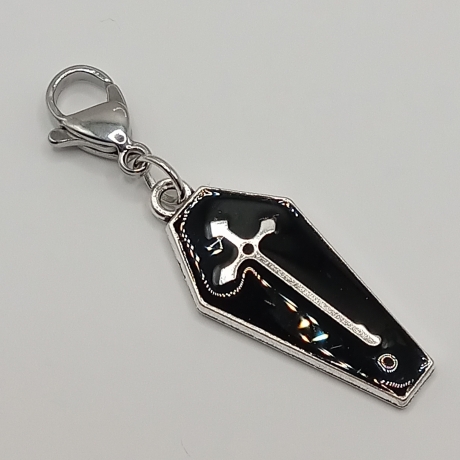 Sarg mit Kreuz schwarz Clip Anhänger Bettelarmband Kinder
