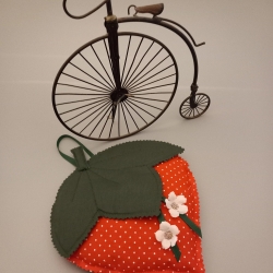 1 Deko Erdbeer Herz aus Stoff Shabby Chic Anhänger
