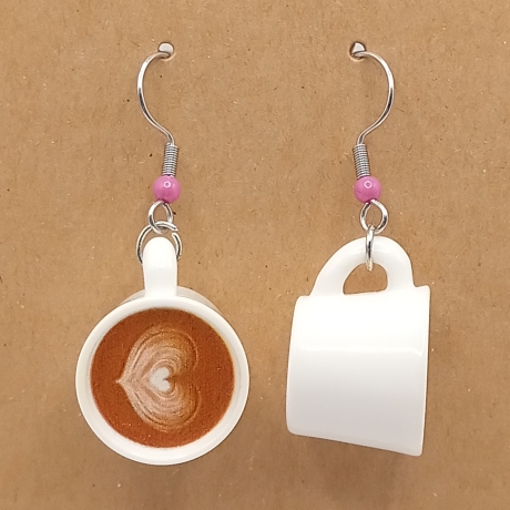 Kaffeetassen pink Kaffee Tasse Ohrhänger Ohrringe Modeschmuck