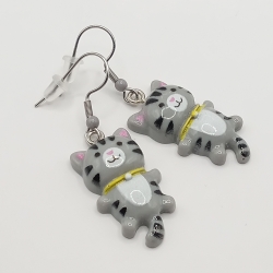 niedliche Katzen grau Tiger Ohrhänger Ohrringe Modeschmuck niedliche Katzen grau Tiger Ohrhänger Ohrringe Modeschmuck