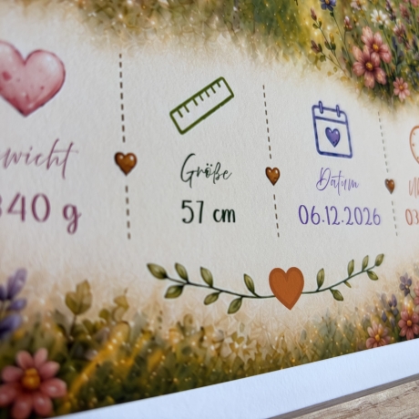Personalisiertes Geburtsposter inkl. Bilderrahmen - Fuchs