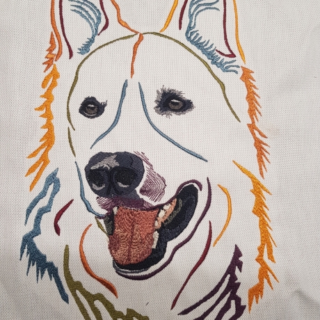 bunter Schäferhund- Teilstick - 11.12x17.81 cm