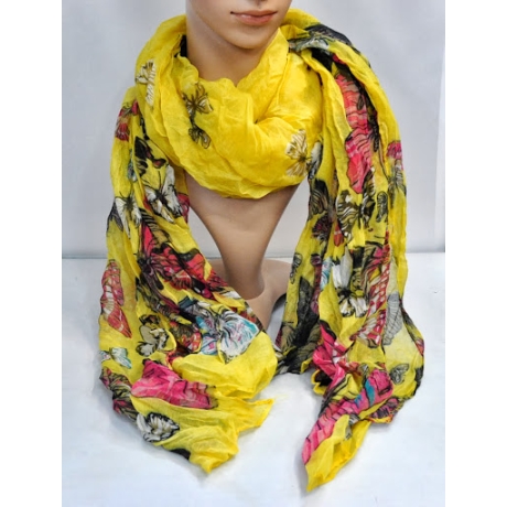 Leichter Schal Schmetterlinge, 180 x 90 cm, gelb, neu