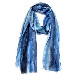 Damen-/Herren-Seiden-Langschal bunt, 178 x 50 cm, blau