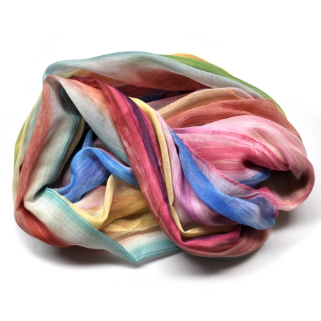 Damen-/Herren-Seiden-Schal bunt, 178x50 cm, gelb-orange