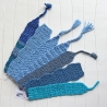 Lesezeichen Blau verschiedene Formen handgestrickt