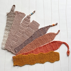 Lesezeichen Braun Brauntöne verschiedene Formen handgestrickt 