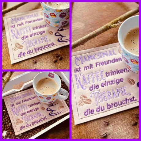 Ferberline Stickdatei MugRug Set Kaffeetherapie ab 10x10