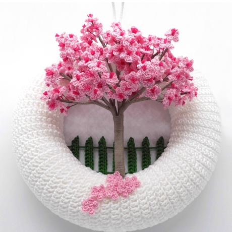 Häkelanleitung Türkranz Kirschblüten - einfach aus Wollresten
