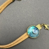 Armband aus Leder mit Cabochon , bunt