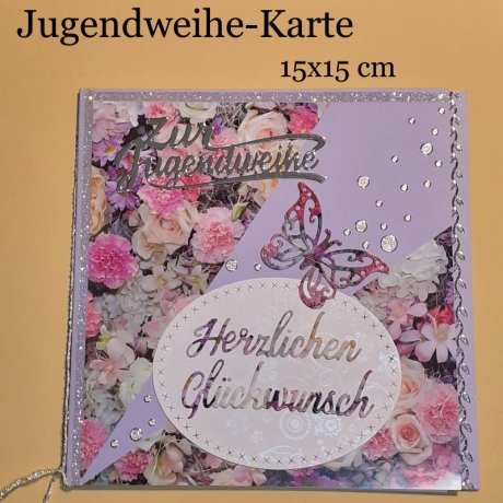 Jugendweihe-Karte, Glückwunschkarte herzlichen Glückwunsch 15x15