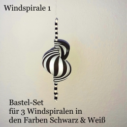 Windspiel basteln Kinder-Bastelset, 3 Windspiele in Schwarz-Weiß