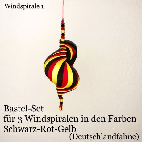 Windspiel basteln Kinder-Bastelset, 3 Windspiele Deutschland-Fahn