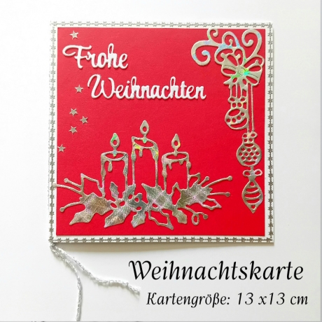 Weihnachtskarte frohe Weihnachten Rot & Silber Festtag-Karte