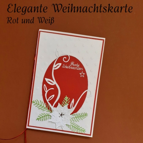 Weihnachtskarte frohe Weihnachten Festtag-Karte Weiß-Rot Oval