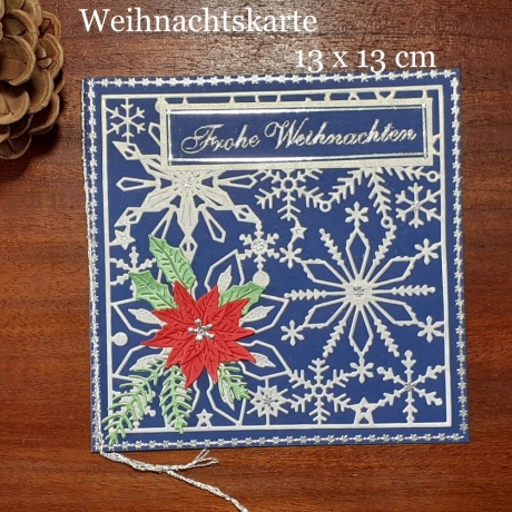 Weihnachtskarte frohe Weihnachten Festtags-Karte Blau-Silber 