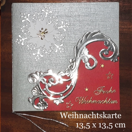 Weihnachtskarte frohe Weihnachten Festtags-Karte Rot & Silber