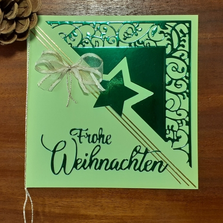 Weihnachtskarte frohe Weihnachten Grün-Metallic Gold Heilig Abend