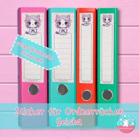 Ordnerrücken Geisha - Etiketten - Ordneretiketten - Ordnersticker