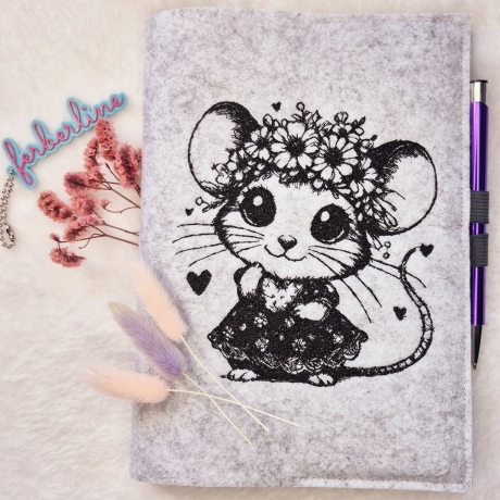 Ferberline Stickdatei Scribble Blumenmausi ab 10x10