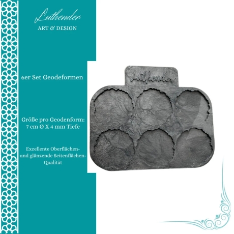 Silikonform 6er Block Geodenform 7cm ⌀ und 4mm Tiefe für Resin