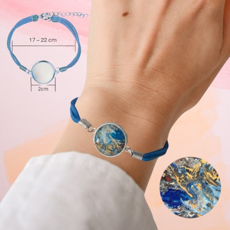 Elegantes Armband Blau Größenverstellbar mit Motivstein
