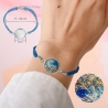 Elegantes Armband Blau Größenverstellbar mit Motivstein