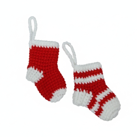 Handgefertigtes Mini Weihnachtssocken|Gehäkelte Christbaumschmuk 