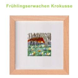 Aquarell Handgemalt Frühlingserwachen Unikat Rahmen 15 x 15