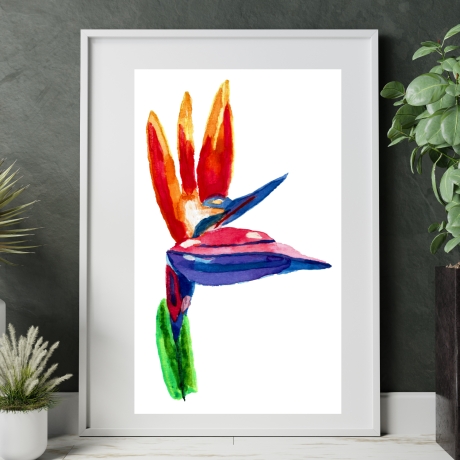 Paradiesblume Bird of Paradise Handgemaltes Aquarell