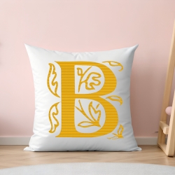 Stickdatei Floraler Buchstabe B Goldgelb Initale, Monogramm