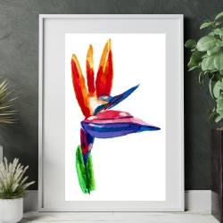 Strelitzie Paradiesblume Bird of Paradise Handgemaltes Aquarell
