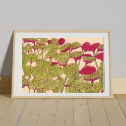 Begonienblätter Handgezeichnete Buntstiftzeichnung Original