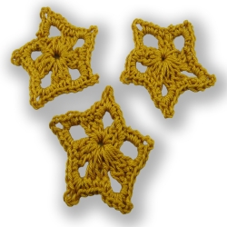 3er-Set Goldfarbene Sterne Aufnäher Weihnachtsdekoration