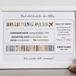 personalisiertes Geldgeschenk - Borading Pass - zur Rente