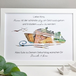 personalisiertes Geldgeschenk zum Geburtstag - Motiv Kreuzfahrt