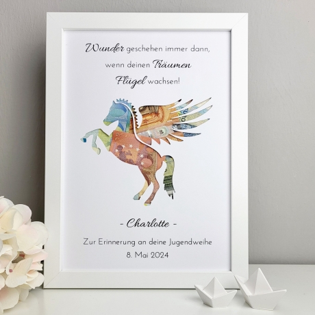 personalisiertes Geldgeschenk zur Konfirmation - Motiv Pegasus