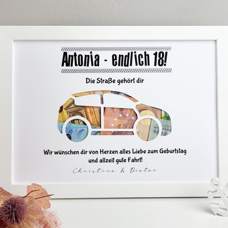 personalisiertes Geldgeschenk zum Geburtstag - Motiv Auto
